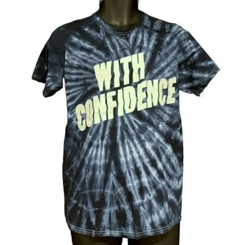 With Confidence Water Tie Dye White & Blue T-Shirt Men’s Medium